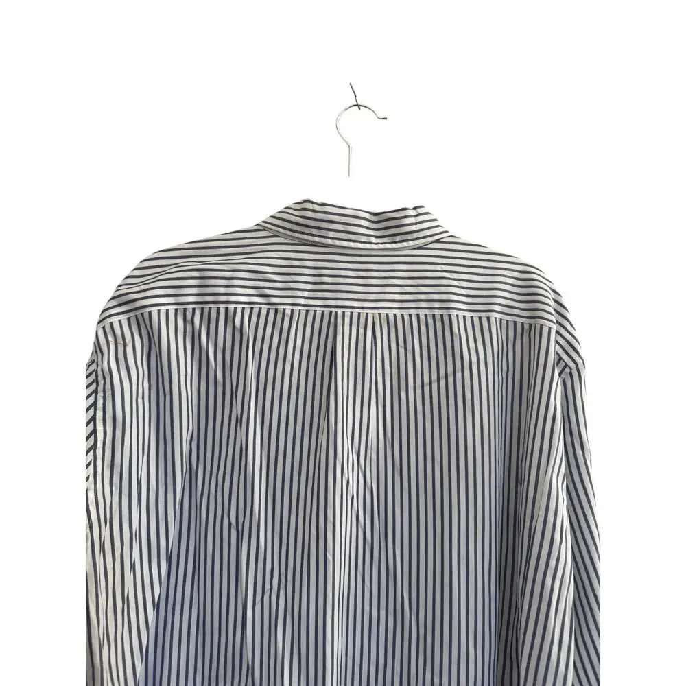 J. Crew Secret Wash Men’s Shirt White Blue Stripe XXL 100’s 2-ply Slim Fit #7188